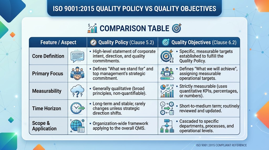 Differences Between Quality Policy and Quality Objectives